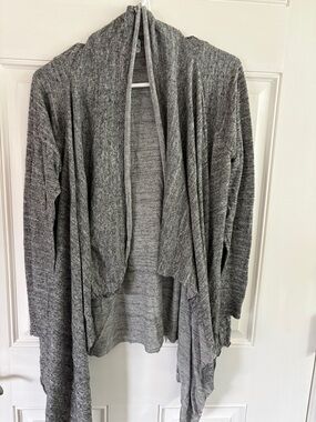 Gray Open-Front Draped Cardigan